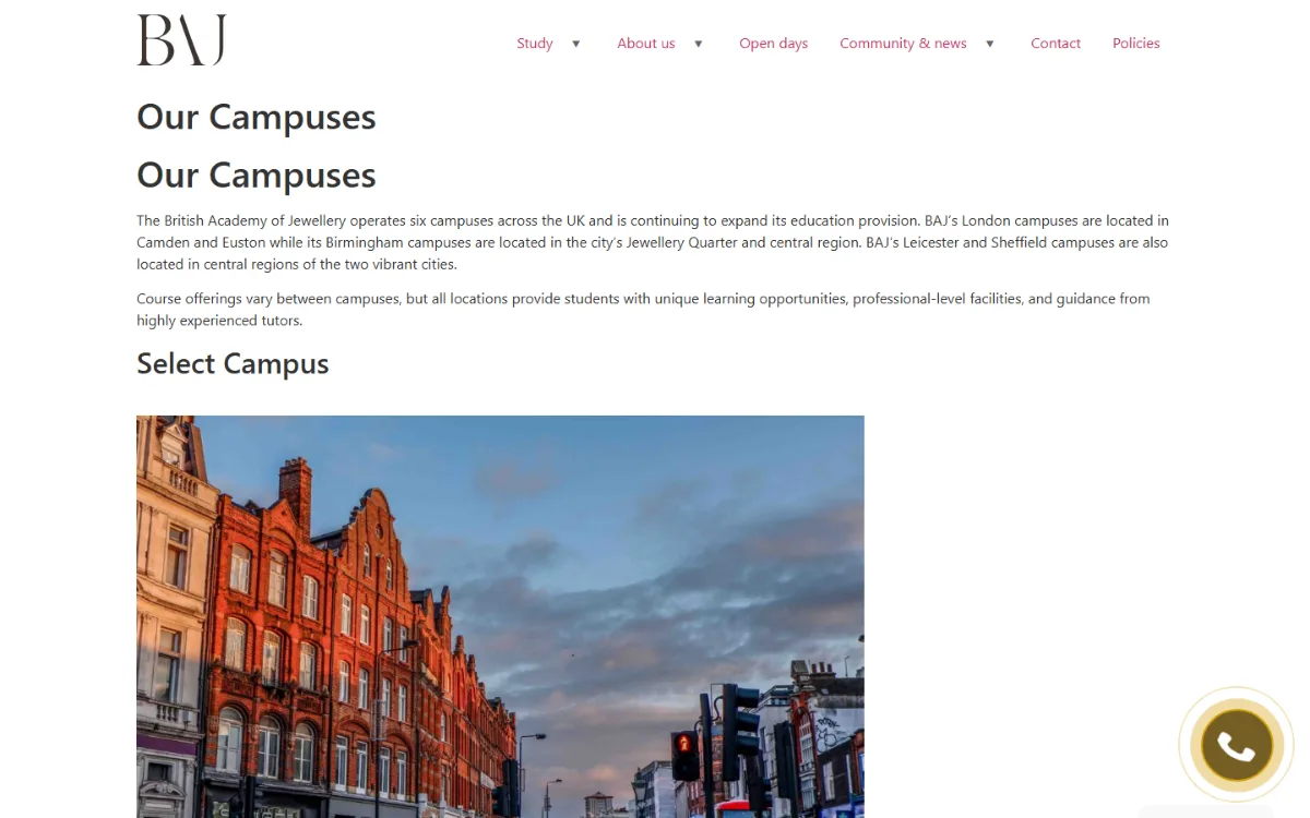 Σελίδα με τα campus της ακαδημίας